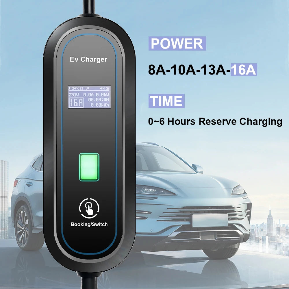 Teschev 110V 230V GBT EV Charger Electric Vehicle Charger Level 2 EVSE Charging Cable Wallbox Type 2 16A Car Charger