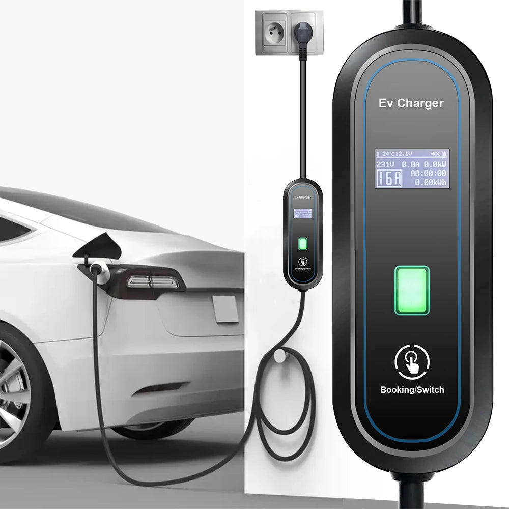 Teschev 110V 230V GBT EV Charger Electric Vehicle Charger Level 2 EVSE Charging Cable Wallbox Type 2 16A Car Charger
