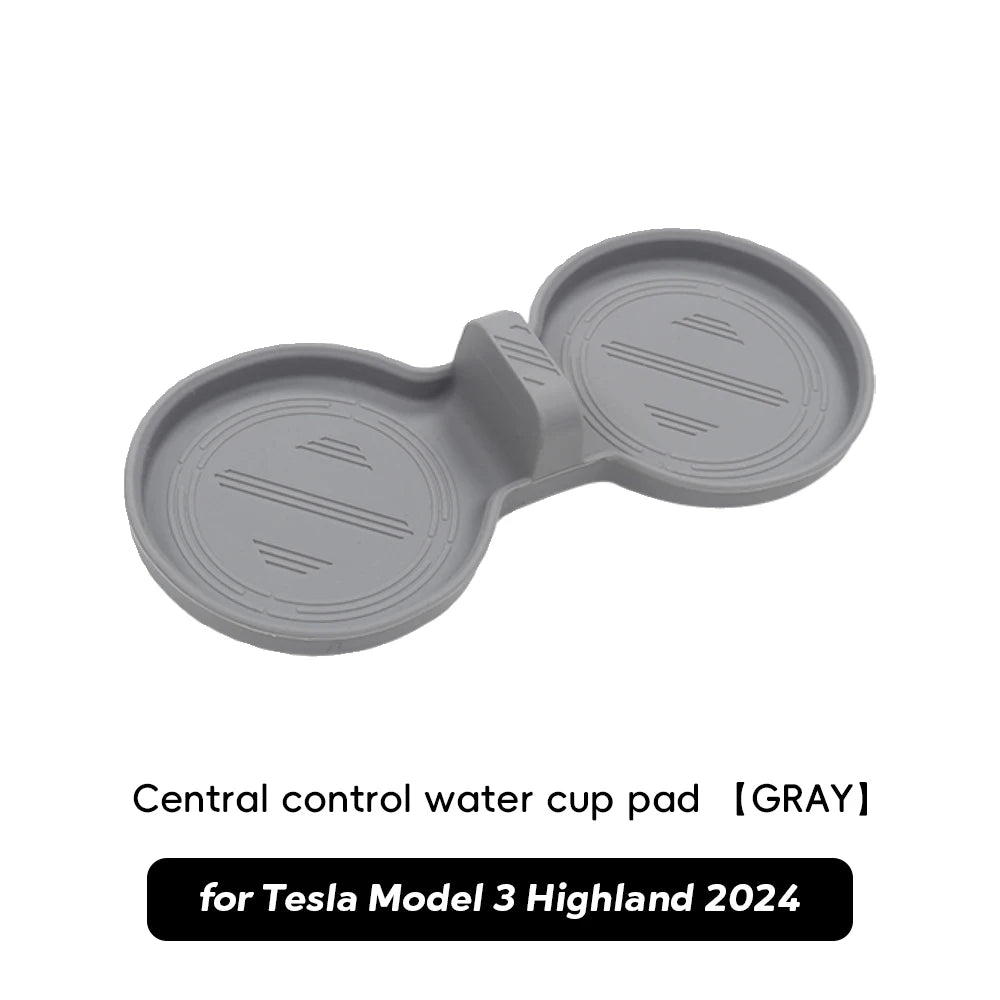 For 2024 Tesla Model 3 highland Water Cup Mat Coasters Slots Non-Slip Mat Waterproof Drink Pad Car Silicone Interior Accessories