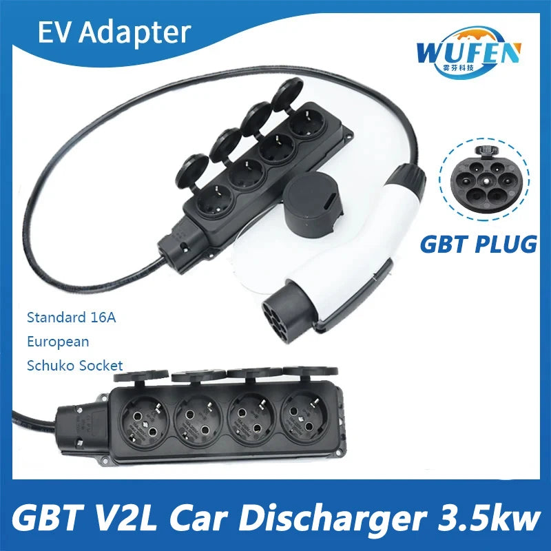 EU socket Type2 Type1 GBT V2L Adapter Vehicle to Load Discharger Fit for BYD MG4 MG5 KIA HYUNDAI 16A 3.5KW V2L EV Discharger