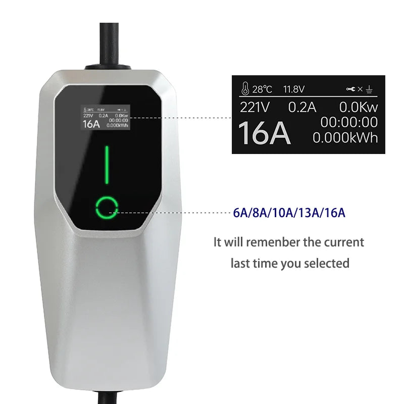 Type 2 EV Charger 3.5KW 7KW 11KW 16A/32A 1 phase 3 phase  EVSE Charging Cable Mode 2 for Electric Car