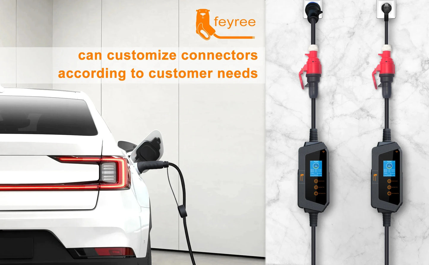 feyree EVSE Wallbox Type2 Cable EV Car Chager 7KW 11KW 22KW Electric Vehicle Charging Station with APP WIFI Control IEC62196-2