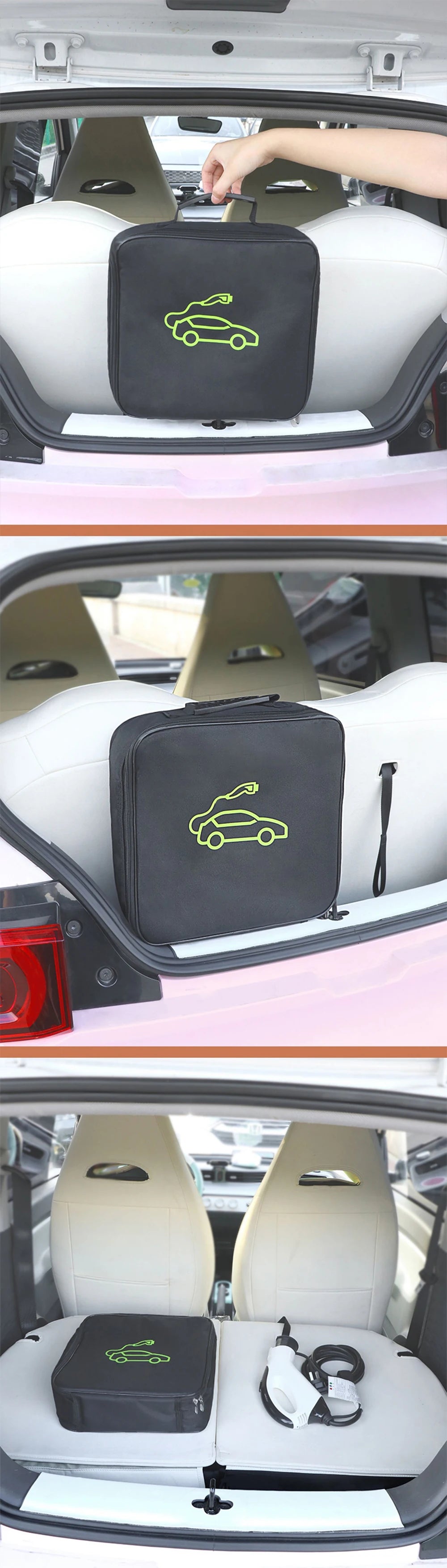 EV Car Charging Cable Storage Carry Bag For Electric Vehicle Charger Plugs Sockets Waterproof Fire Retardant Equipment Container