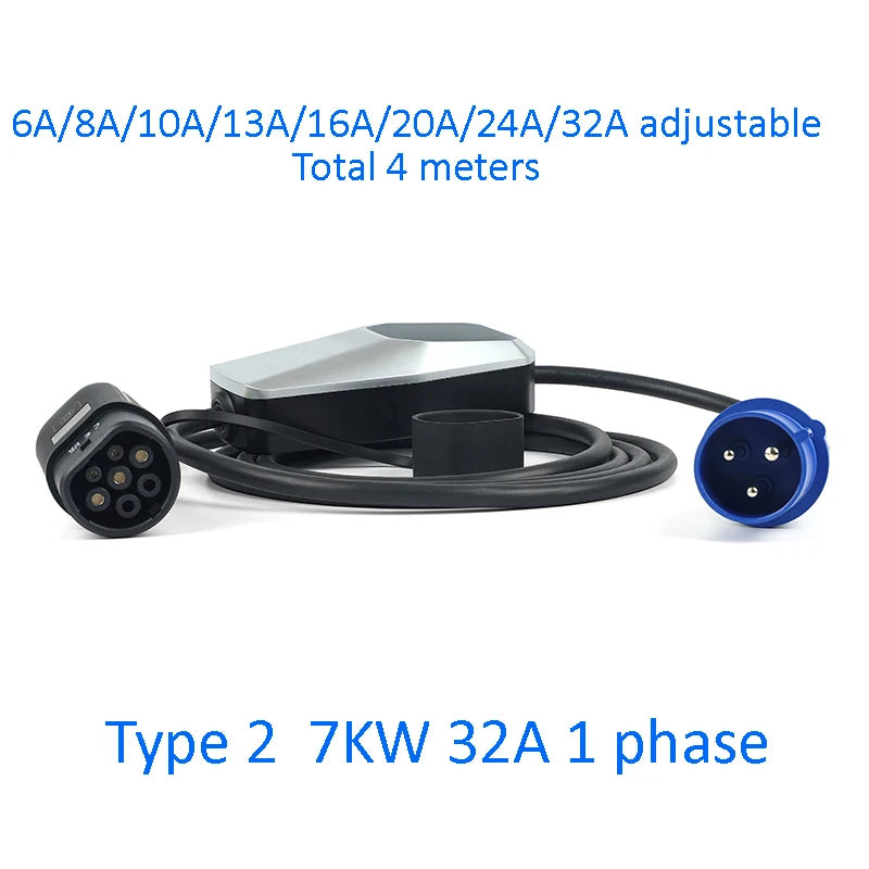 Type 2 EV Charger 3.5KW 7KW 11KW 16A/32A 1 phase 3 phase  EVSE Charging Cable Mode 2 for Electric Car