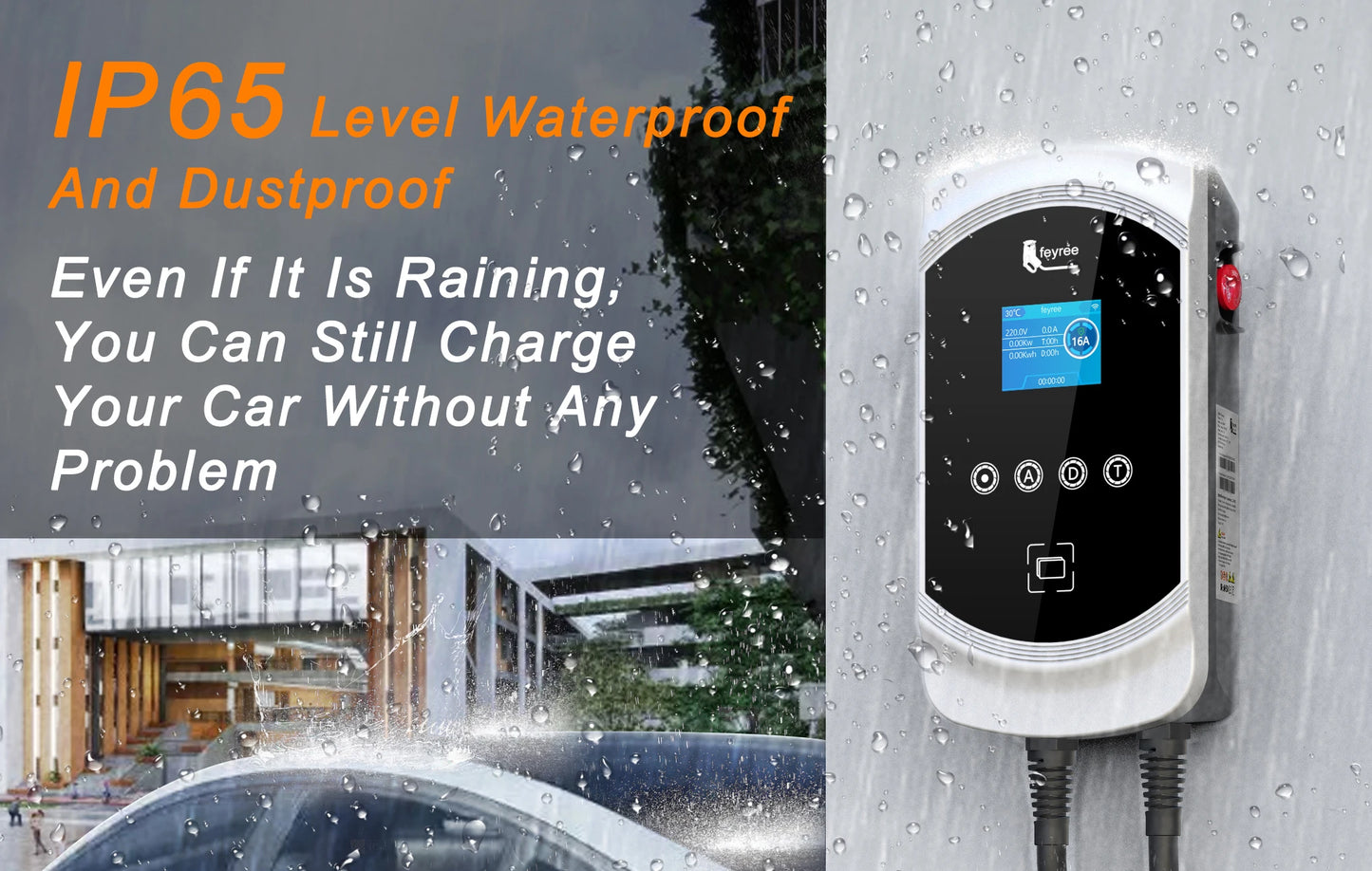 feyree EV Charger 32A 7.6KW Type2 Cable Car Charger EVSE Wallbox 11KW 22KW 3Phase IEC62196-2 Socket APP Control for Electric Car