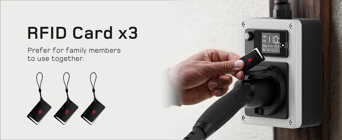 dé Wallbox with App 11kW 22kW CEE to Type 2 Socket EV Charger 16A 32A 3Phase RFID Control Electric Vehicle Charger