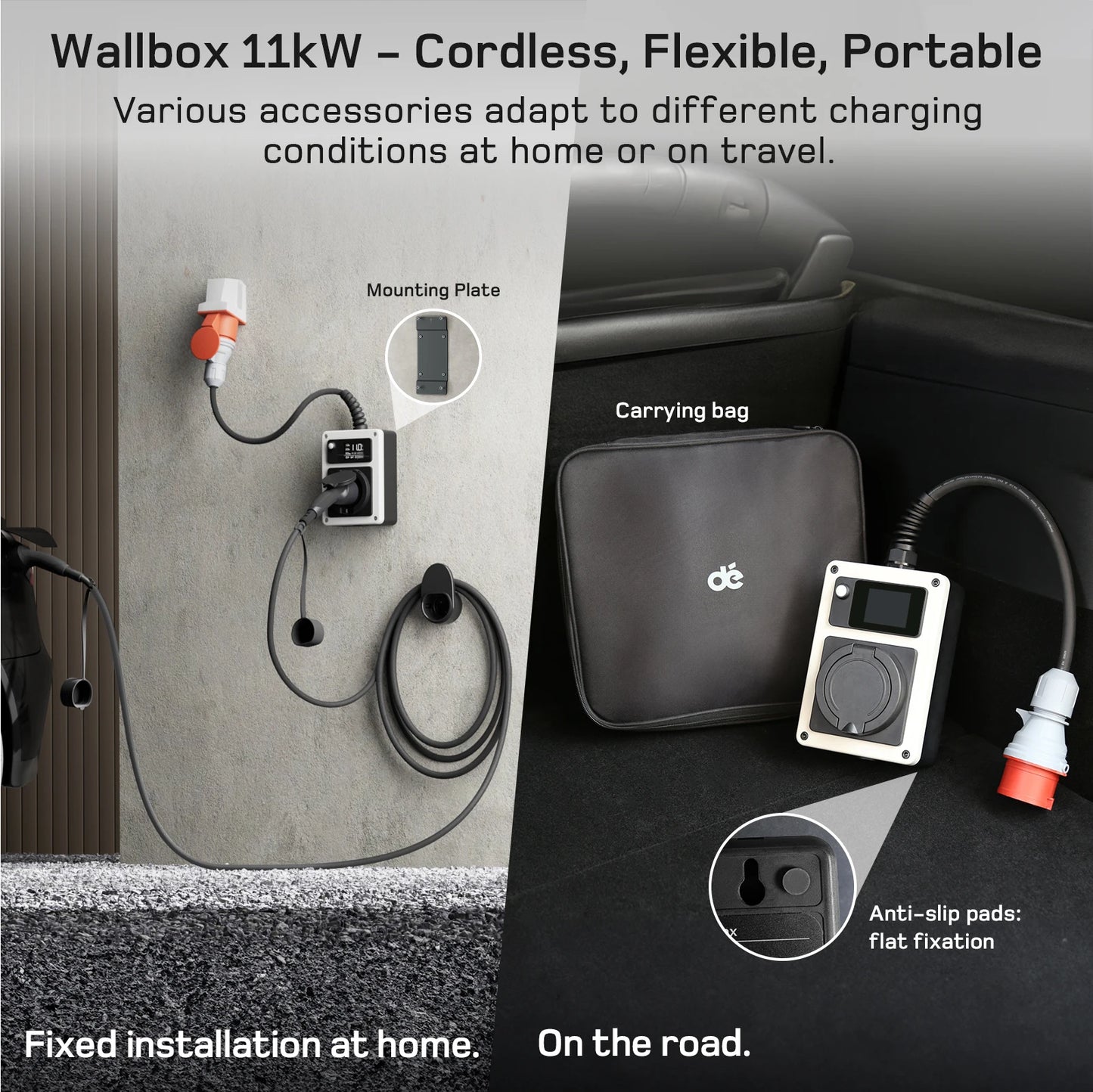dé Wallbox with App 11kW 22kW CEE to Type 2 Socket EV Charger 16A 32A 3Phase RFID Control Electric Vehicle Charger