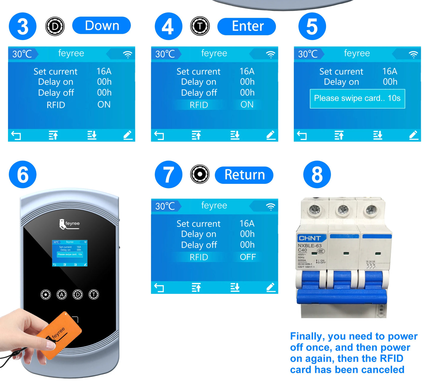 feyree EV Charger 32A 7.6KW Type2 Cable Car Charger EVSE Wallbox 11KW 22KW 3Phase IEC62196-2 Socket APP Control for Electric Car