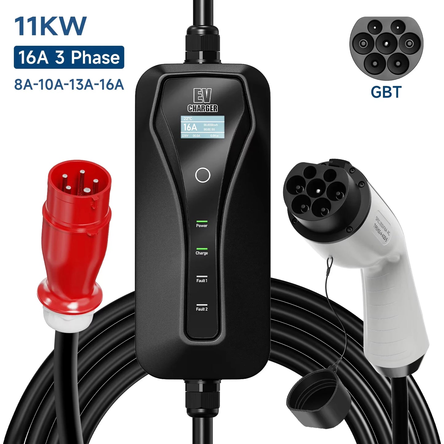 3.5W 16A Portable EV Charger GBT EVSE Charging Box EU Plug Controller Wallbox for Electric Car Fast Charging Current Adjustable