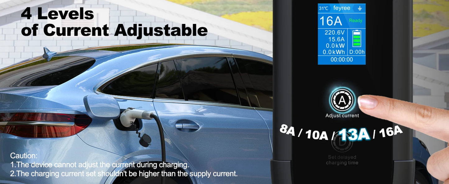 feyree EV Charger Type2 16A 3.5kW Portable Charging Box 5M Cable GBT Socket Type1 J1772 Adapter for Electric Vehicle Car Charger