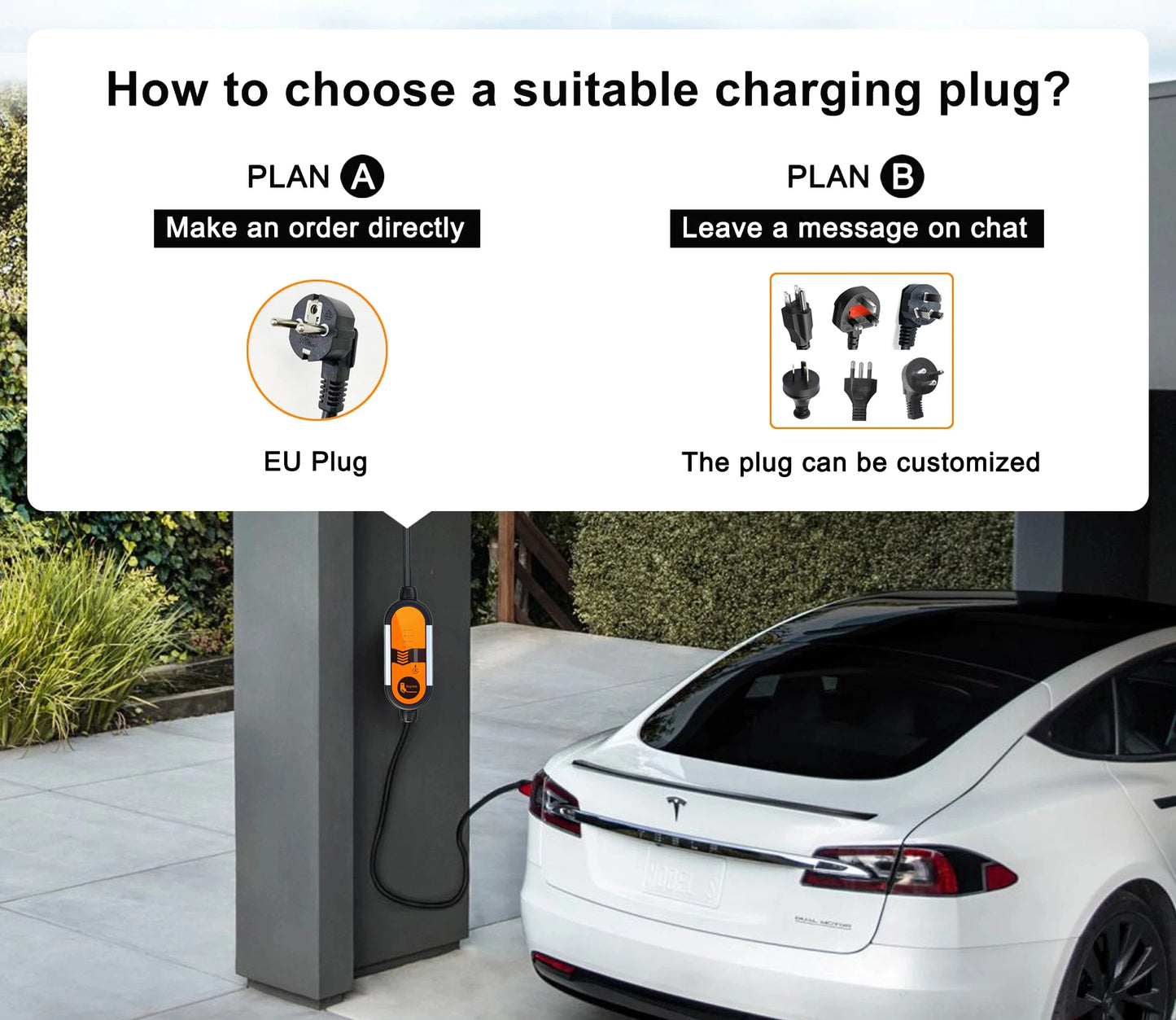 feyree Portable EV Charger Type2 IEC62196-2 16A EVSE Charging Cable Type1 SAE J1772 EU Plug Controller Wallbox for Electric Car