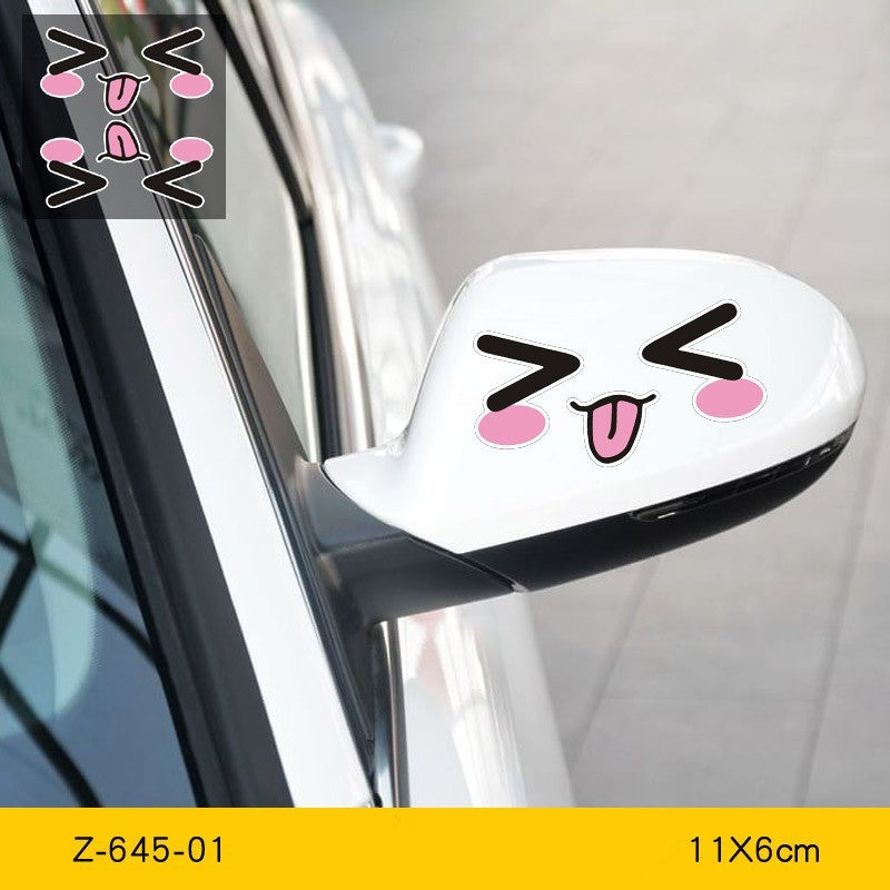 Reflective Cartoon Car Stickers Personality Selling Cute Eyes Rearview Mirror Electric Car Stickers Pair