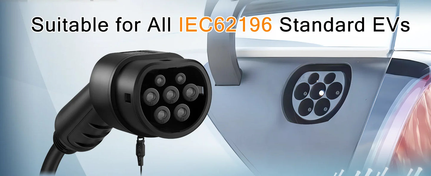 GUWIEYG Type2 Portable EV Charger 11KW/22KW 3Phase Fast Charging IEC62196-2 Controller Wallbox for Electric Car